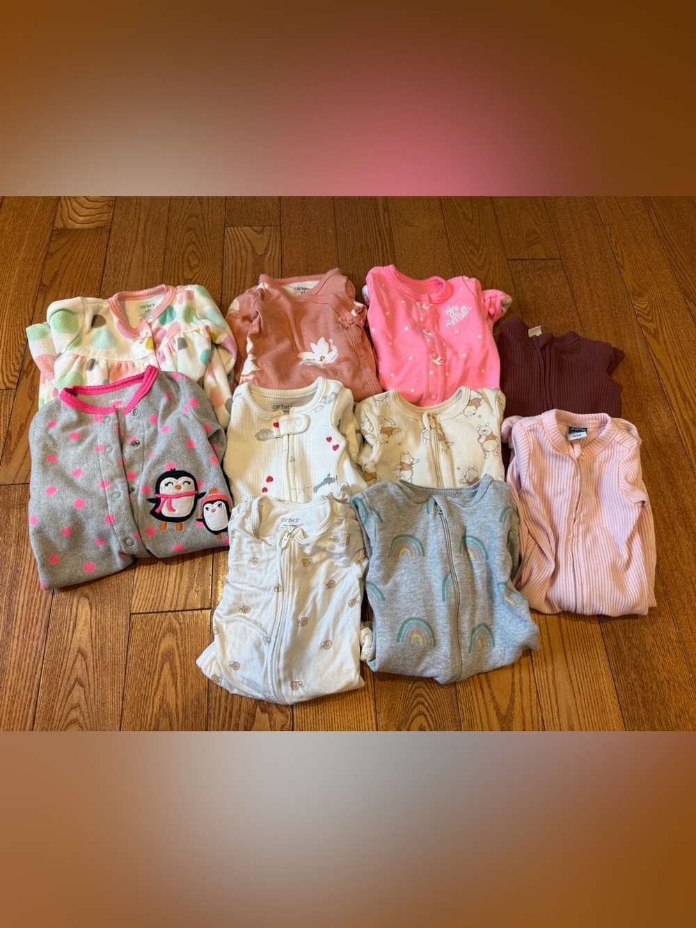 Baby Girl Newborn Sleepers Pajamas Lot